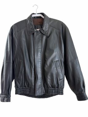 Bally Men's Vintage Black Leather Bomber Jacket Size 36 EU
